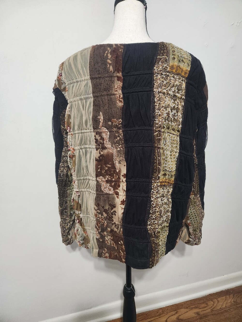 Coldwater Creek Boho Patchwork Embellished Multimedia Jacket Artsy Lagenlook XL - Picture 6 of 10
